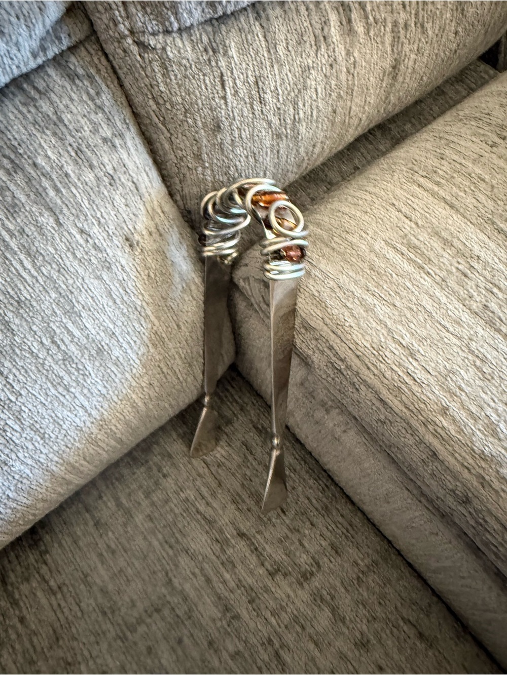 Chunky Mixed-Metal ice tongue with Spiral Links - Silver Tones